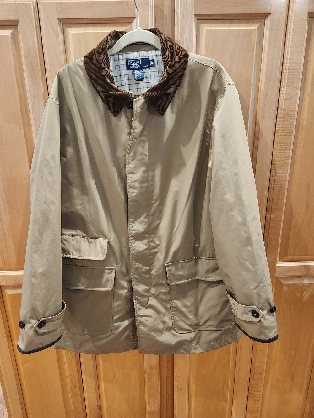 Polo by Ralph Lauren Men's Tan Field Jacket with Brown Corduroy Collar